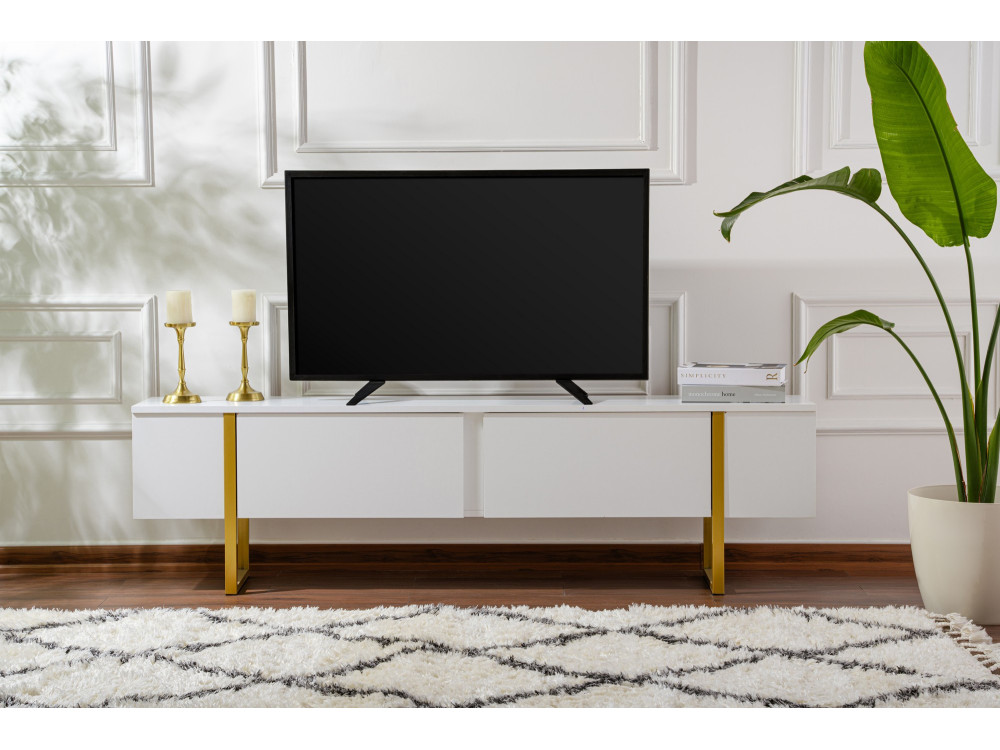 Meuble TV en bois "Serenity" - 180 x 29 x 50 cm - Blanc