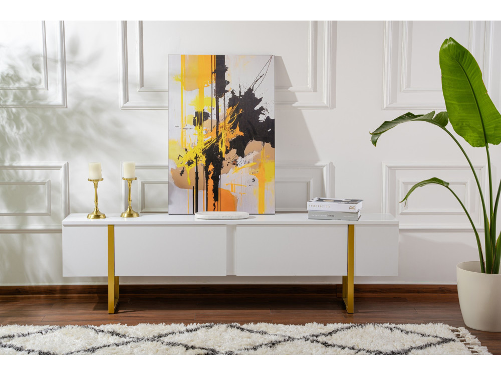 Meuble TV en bois "Serenity" - 180 x 29 x 50 cm - Blanc