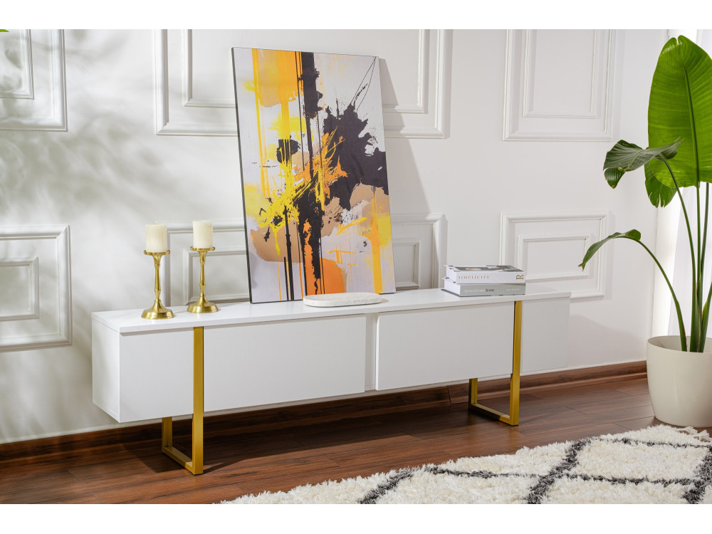 Meuble TV en bois "Serenity" - 180 x 29 x 50 cm - Blanc