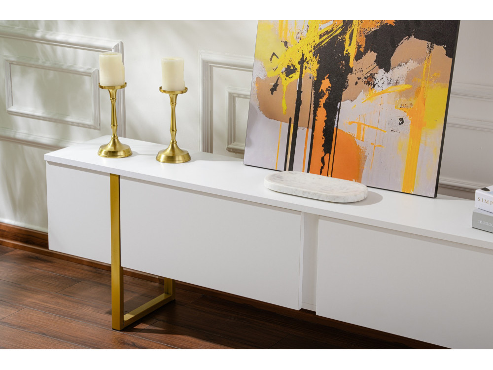 Meuble TV en bois "Serenity" - 180 x 29 x 50 cm - Blanc