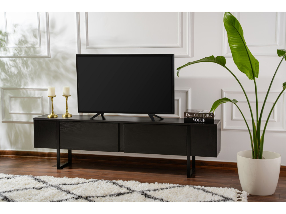 Meuble TV en bois "Serenity" - 180 x 29 x 50 cm - Noir