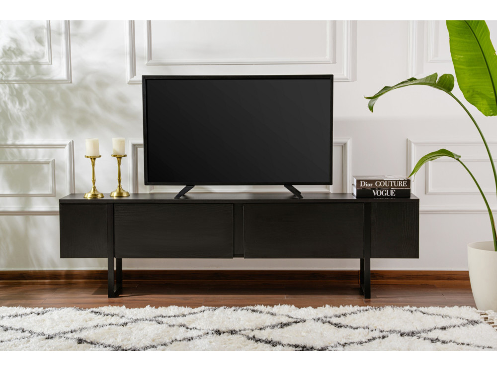 Meuble TV en bois "Serenity" - 180 x 29 x 50 cm - Noir