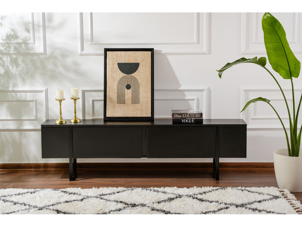 Meuble TV en bois "Serenity" - 180 x 29 x 50 cm - Noir