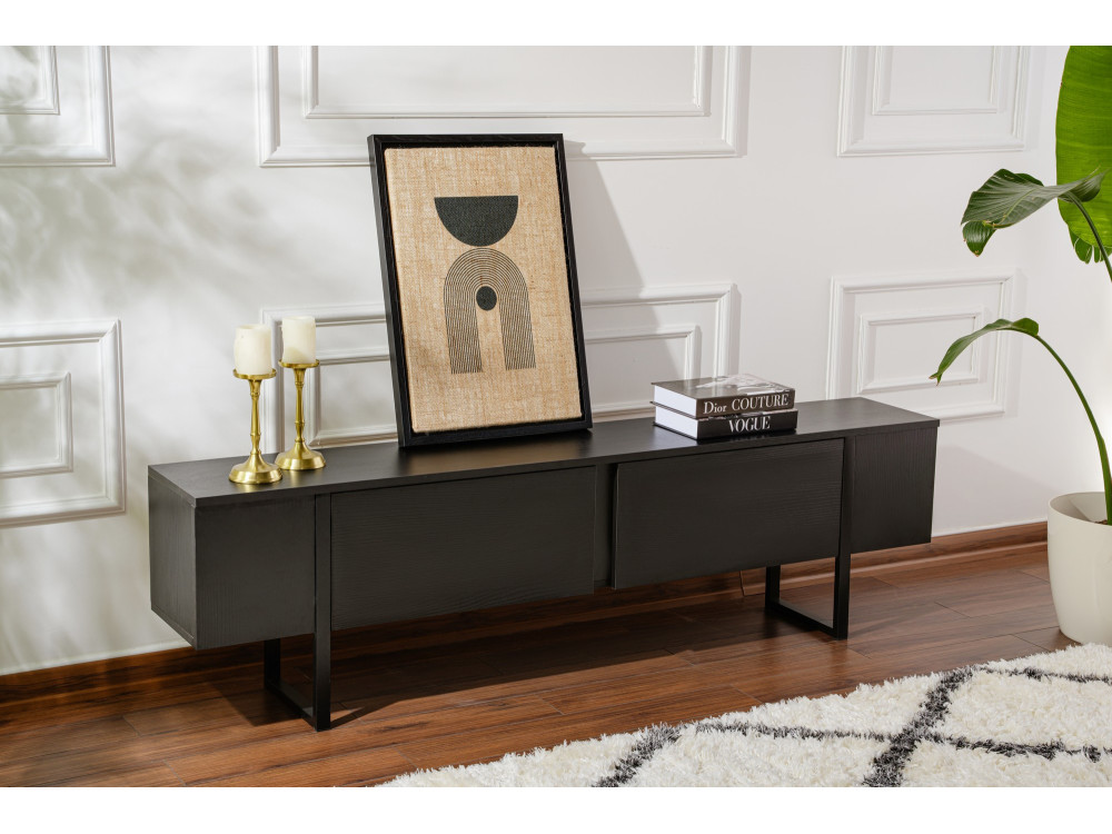 Meuble TV en bois "Serenity" - 180 x 29 x 50 cm - Noir