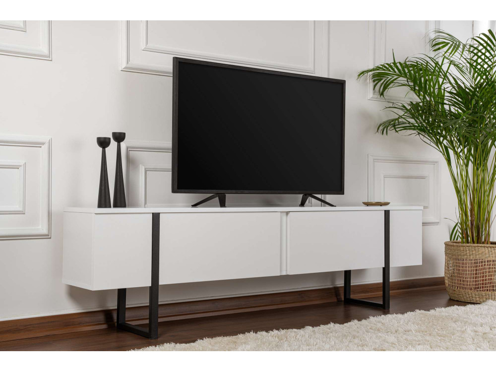 Meuble TV en bois "Serenity" 180 x 30 x 45 cm - Blanc