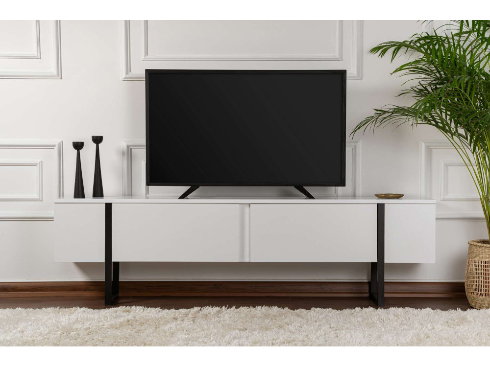 Meuble TV en bois "Serenity" 180 x 30 x 45 cm - Blanc