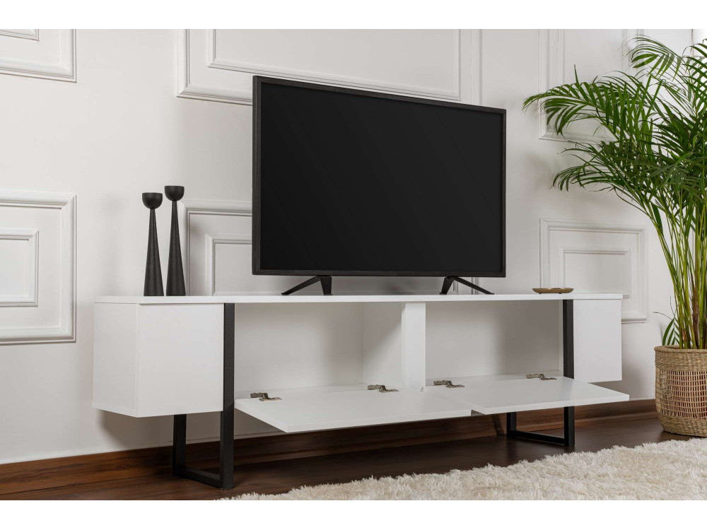Meuble TV en bois "Serenity" 180 x 30 x 45 cm - Blanc