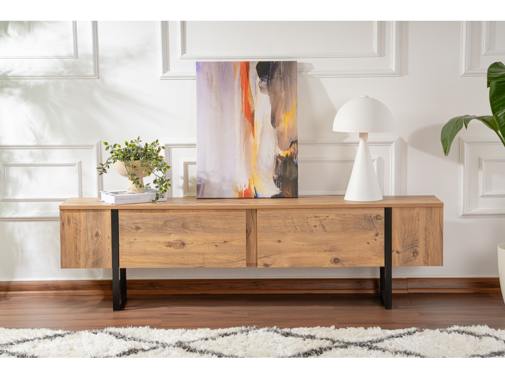 Meuble TV en bois "Serenity" 180 x 30 x 50 cm - Pin atlantique