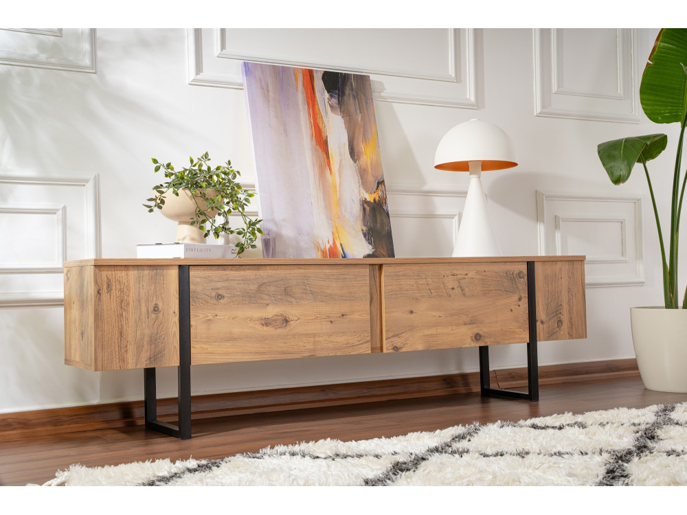 Meuble TV en bois "Serenity" 180 x 30 x 50 cm - Pin atlantique
