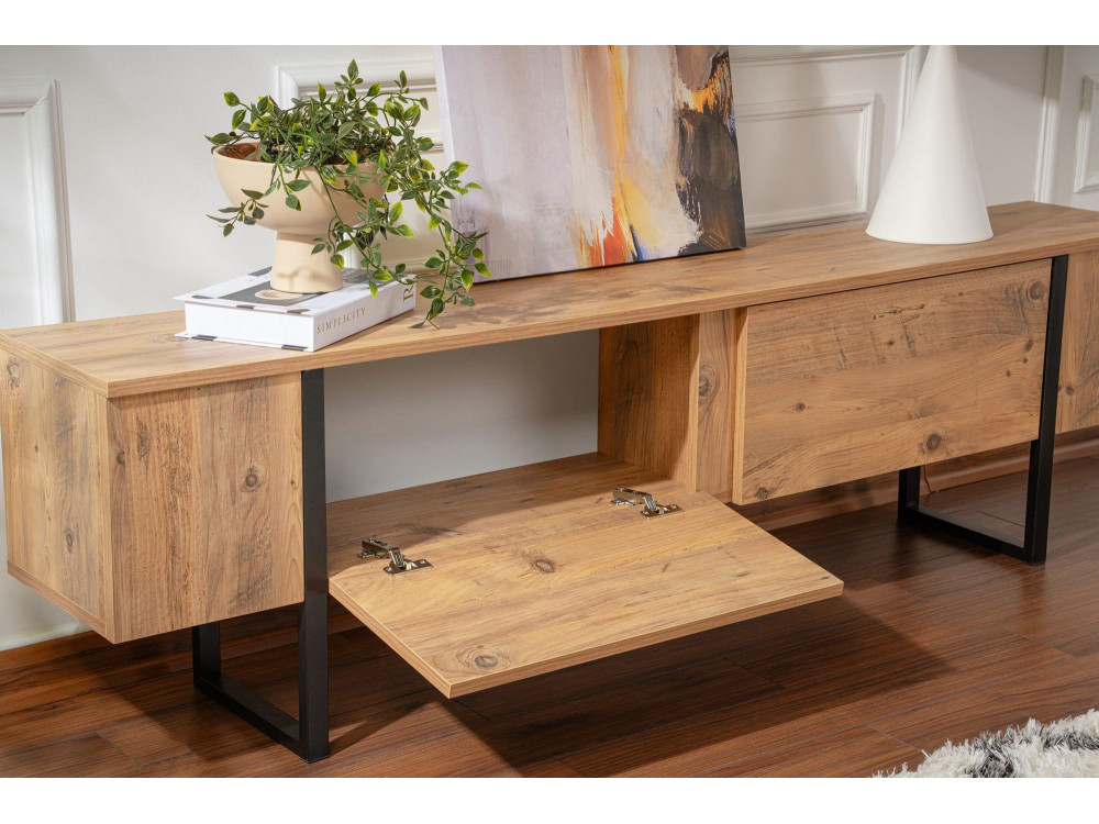 Meuble TV en bois "Serenity" 180 x 30 x 50 cm - Pin atlantique