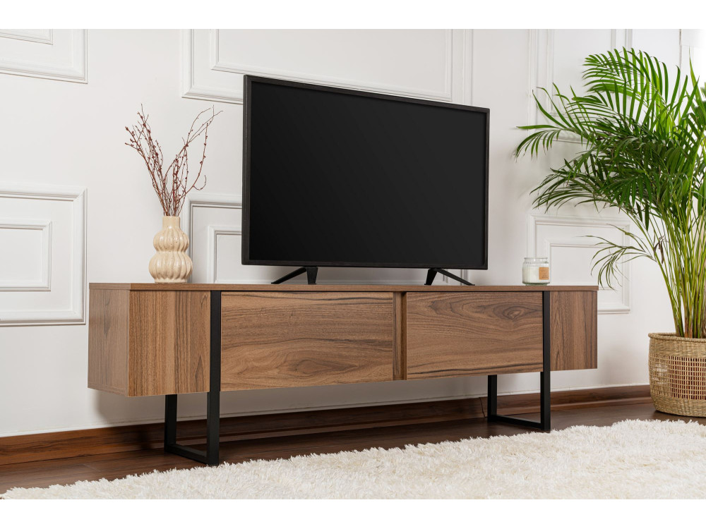 Meuble TV en bois "Serenity" 180 x 30 x 50 cm - Noyer