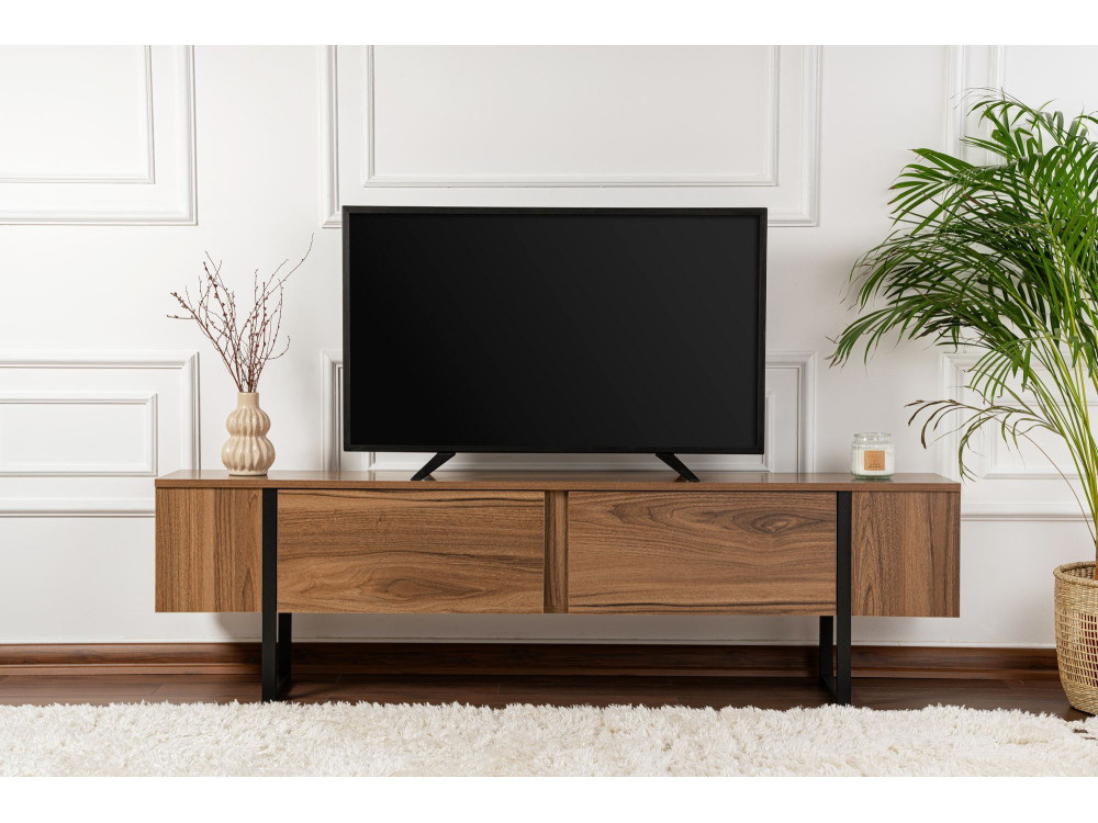 Meuble TV en bois "Serenity" 180 x 30 x 50 cm - Noyer