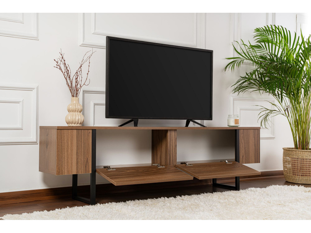 Meuble TV en bois "Serenity" 180 x 30 x 50 cm - Noyer