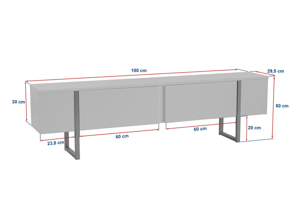 Meuble TV en bois "Serenity" 180 x 30 x 50 cm - Noyer