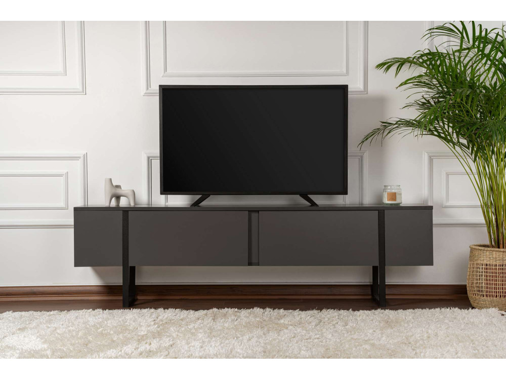 Meuble TV en bois "Serenity" 180 x 30 x 50 cm - Anthracite
