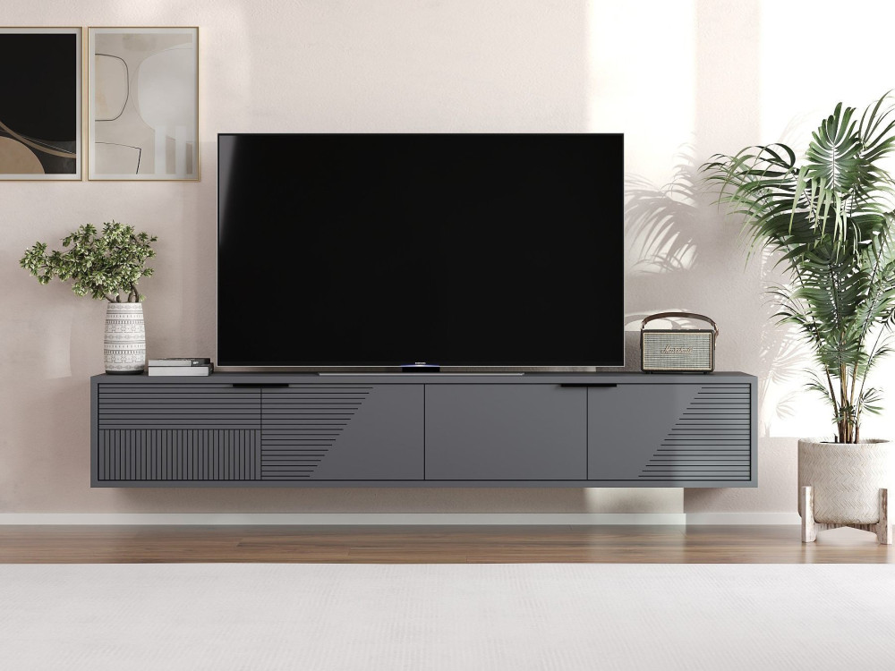 Meuble TV en bois "Parla" 180 x 30 x 30 cm - Anthracite