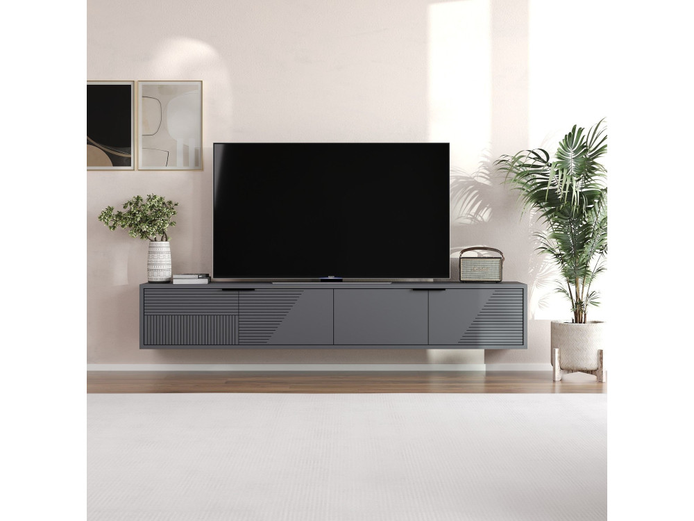 Meuble TV en bois "Parla" 180 x 30 x 30 cm - Anthracite