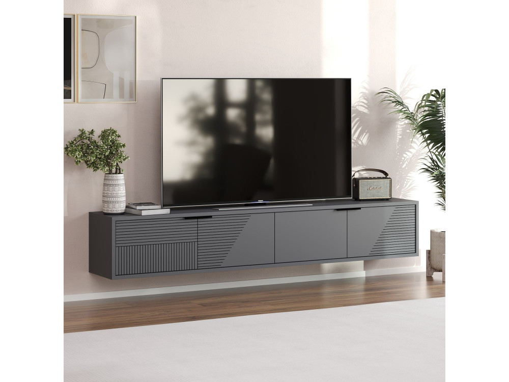 Meuble TV en bois "Parla" 180 x 30 x 30 cm - Anthracite