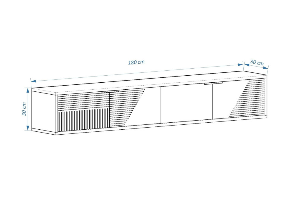 Meuble TV en bois "Parla" 180 x 30 x 30 cm - Anthracite