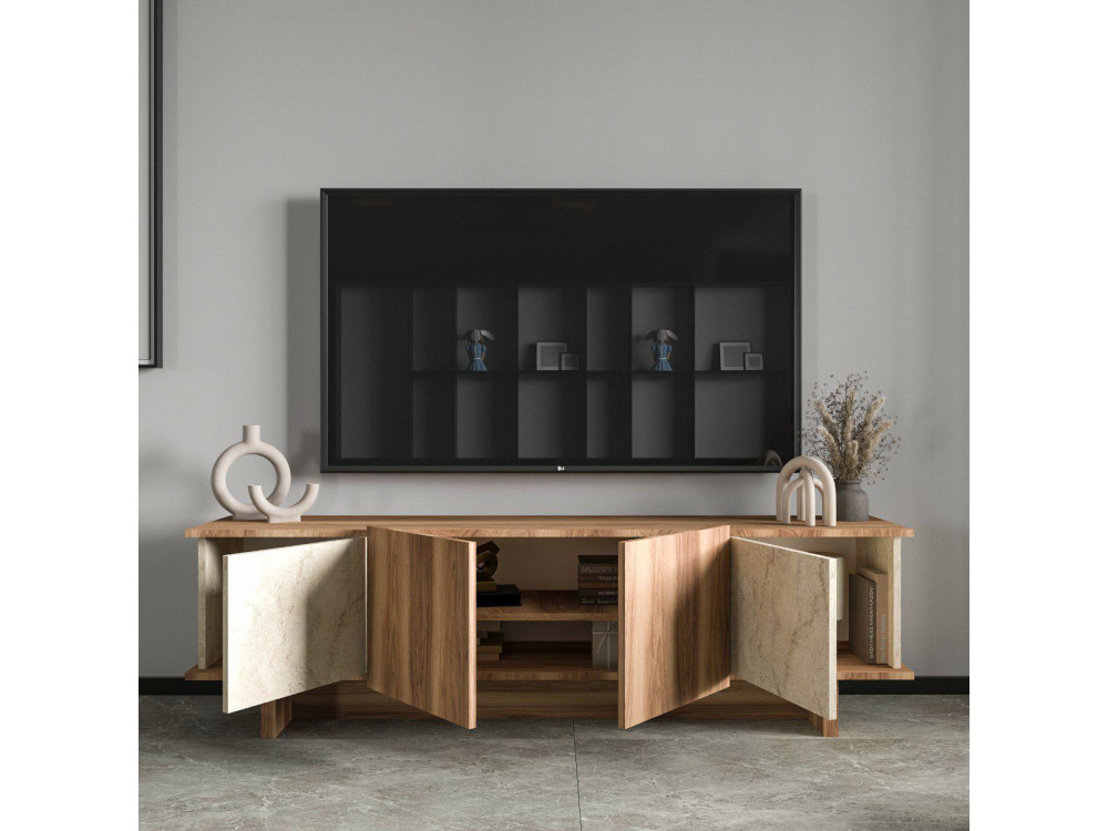 Meuble TV en bois "Diana" 180 x 33 x 50 cm - Travertin
