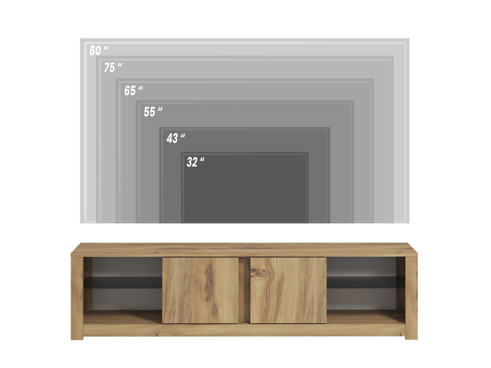 Meuble TV en bois "Aydos" 180 x 35 x 45 cm - Chêne