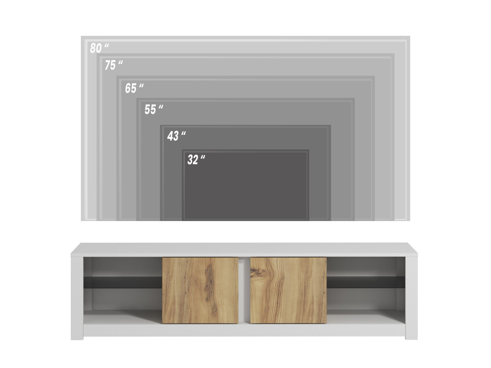 Meuble TV en bois "Aydos" 180 x 35 x 45 cm - Blanc