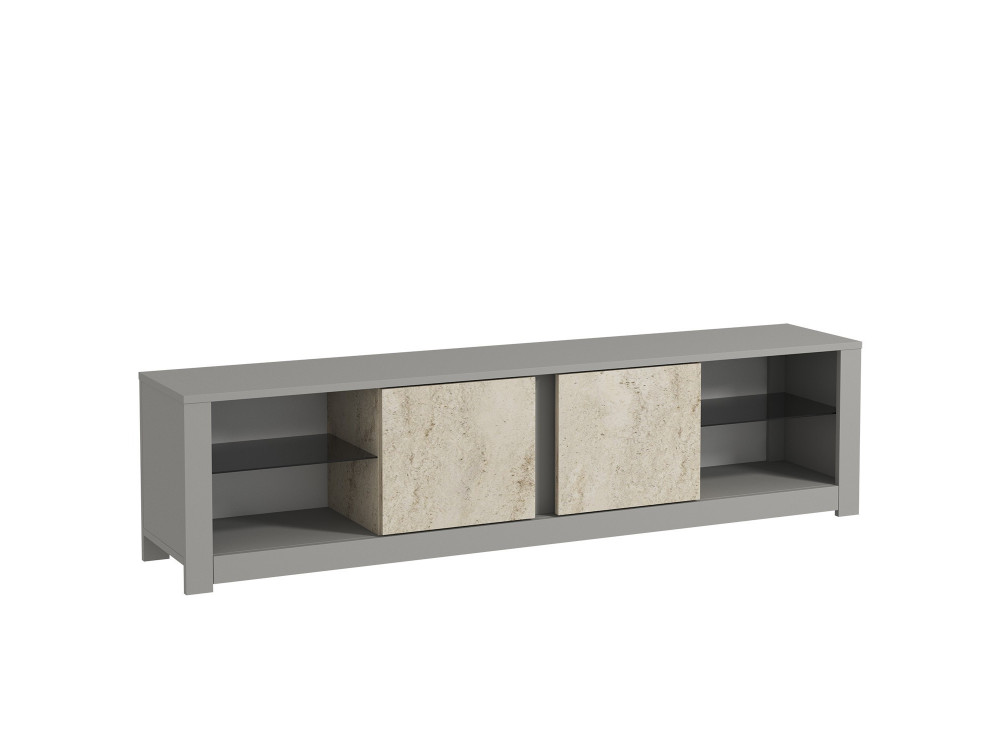 Meuble TV en bois "Aydos" 180 x 35 x 45 cm - Gris