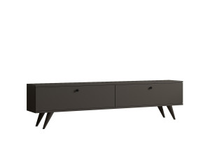 Meuble TV en bois "Parlak" - 160 x 25 x 40 cm - Gris anthracite