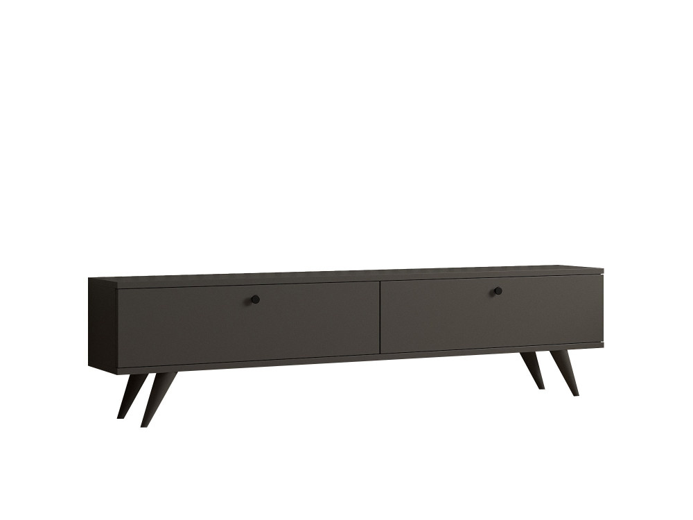 Meuble TV en bois "Parlak" - 160 x 25 x 40 cm - Gris anthracite