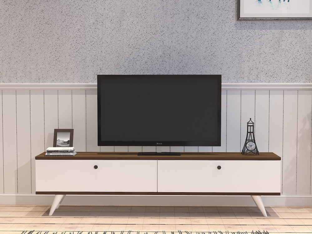 Meuble TV en bois "Parlak" - 160 x 25 x 40 cm - Blanc
