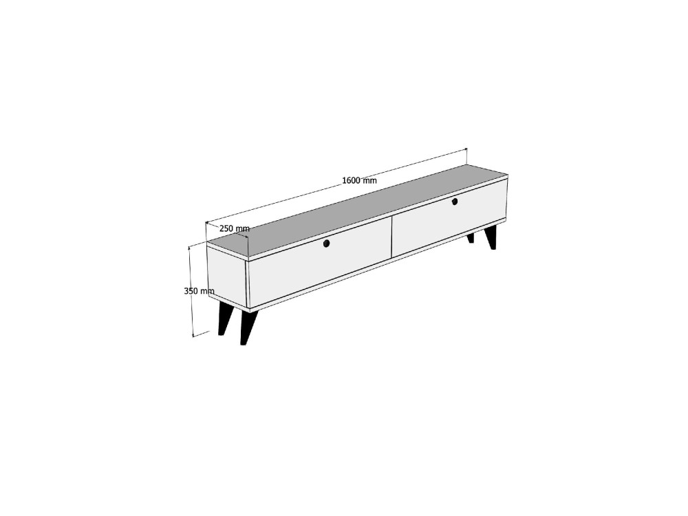 Meuble TV en bois "Parlak" - 160 x 25 x 40 cm - Blanc