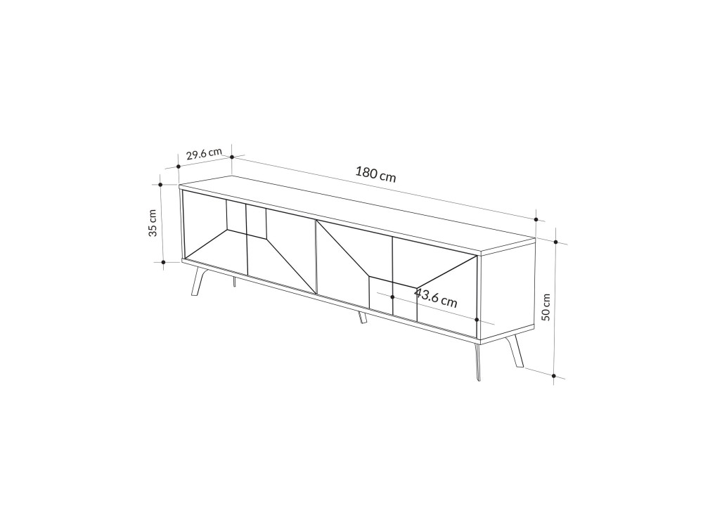 Meuble TV en bois "Dune" - 180 x 29 x 50 cm - Beige
