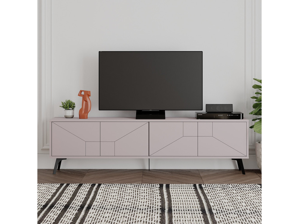 Meuble TV en bois "Dune" - 180 x 29 x 50 cm - Moka clair