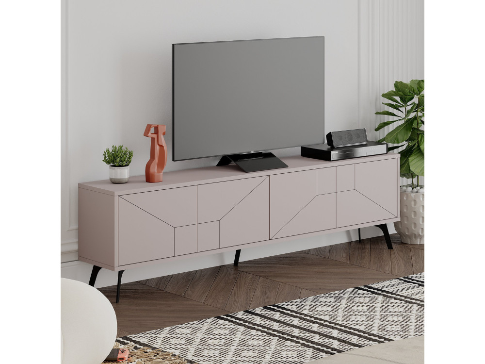 Meuble TV en bois "Dune" - 180 x 29 x 50 cm - Moka clair