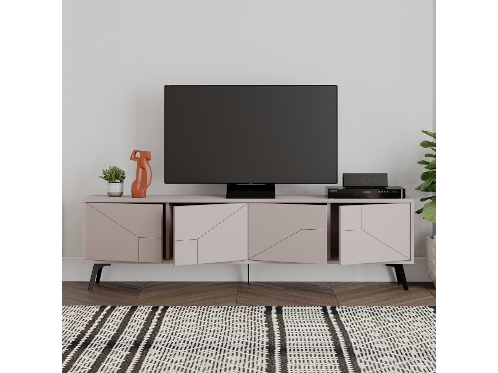 Meuble TV en bois "Dune" - 180 x 29 x 50 cm - Moka clair