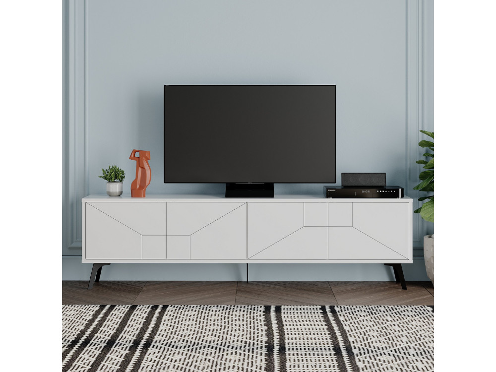 Meuble TV en bois "Dune" - 180 x 29 x 50 cm - Blanc