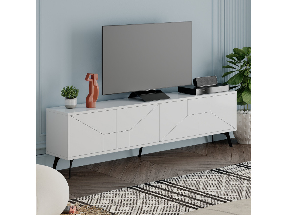Meuble TV en bois "Dune" - 180 x 29 x 50 cm - Blanc