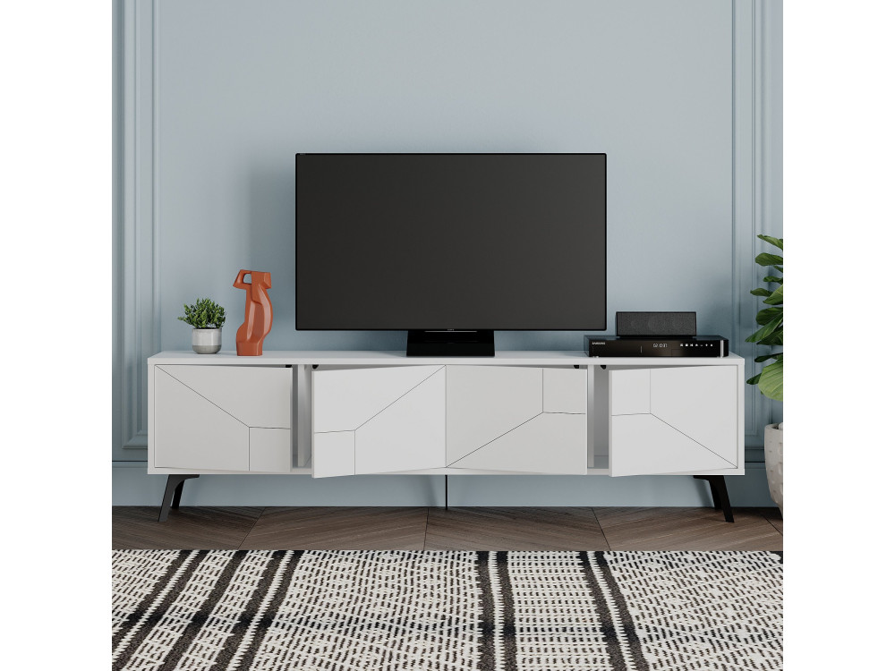Meuble TV en bois "Dune" - 180 x 29 x 50 cm - Blanc