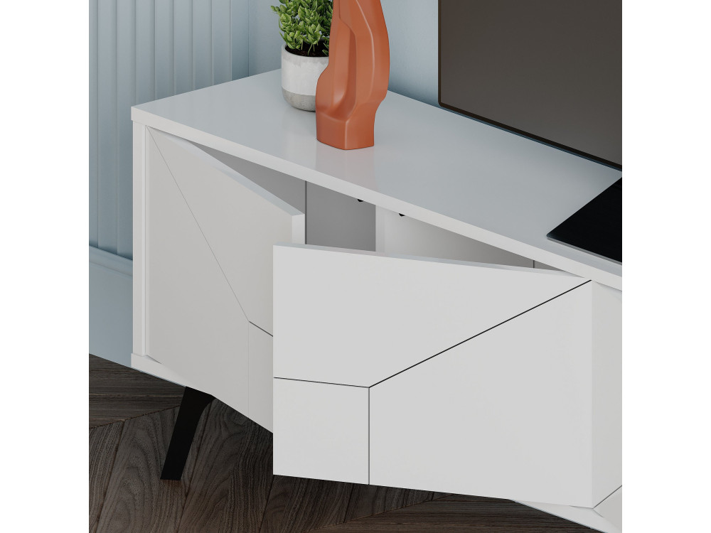 Meuble TV en bois "Dune" - 180 x 29 x 50 cm - Blanc