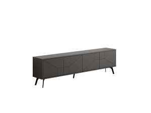 Meuble TV en bois "Dune" - 180 x 29 x 50 cm - Gris anthracite