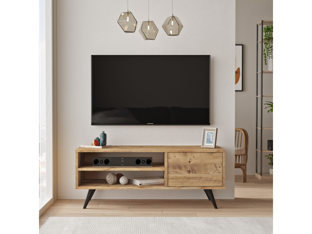 Meuble TV en bois "Imo" - 110 x 40 x 44 cm - Marron