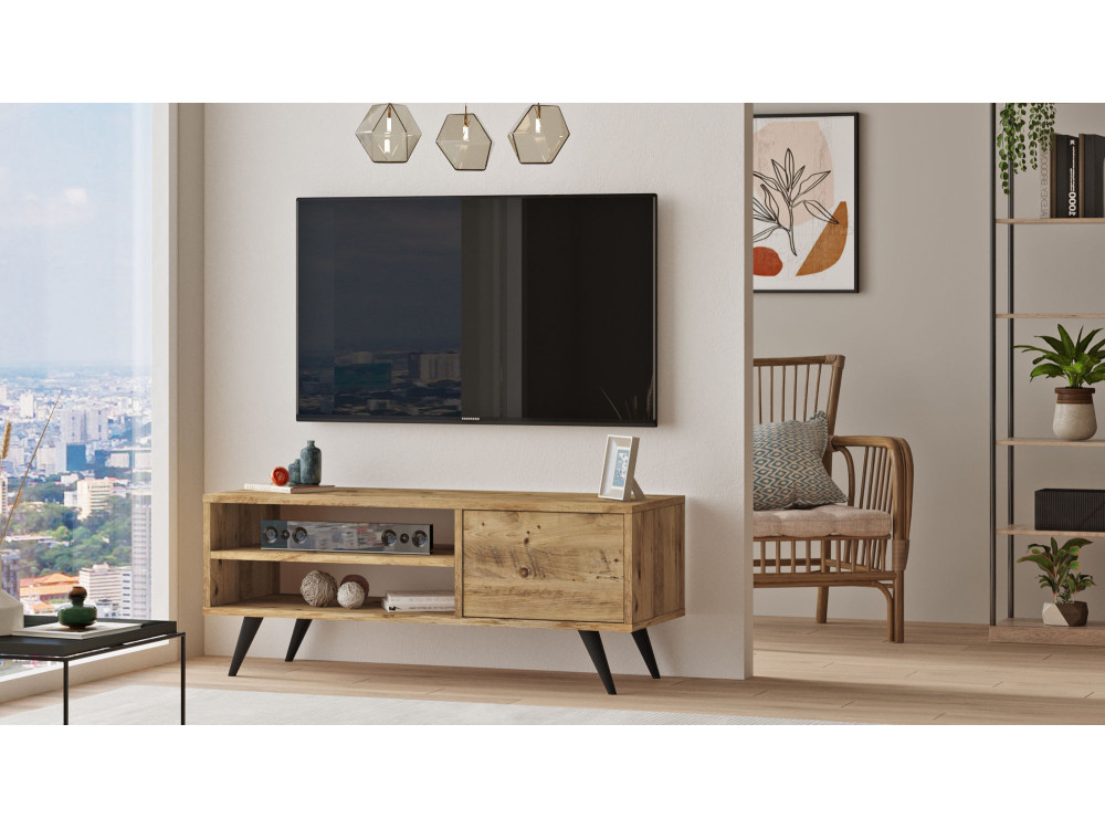 Meuble TV en bois "Imo" - 110 x 40 x 44 cm - Marron
