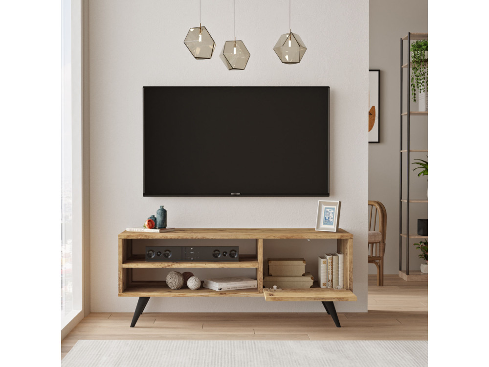 Meuble TV en bois "Imo" - 110 x 40 x 44 cm - Marron