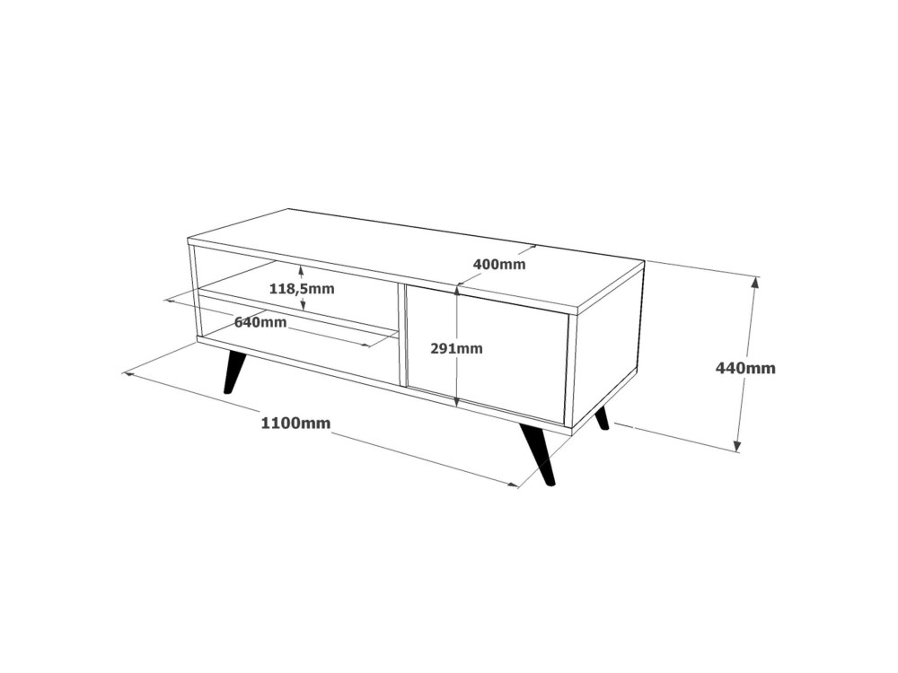 Meuble TV en bois "Imo" - 110 x 40 x 44 cm - Marron