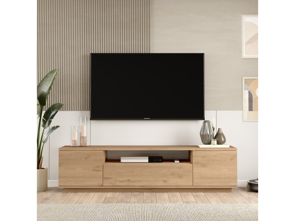 Meuble TV en bois "Rowen" - 180 x 44 x 44 cm - Marron