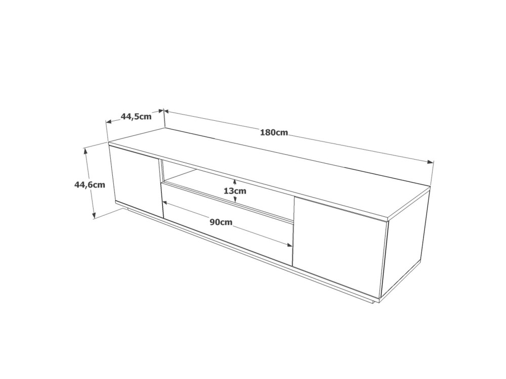 Meuble TV en bois "Rowen" - 180 x 44 x 44 cm - Marron