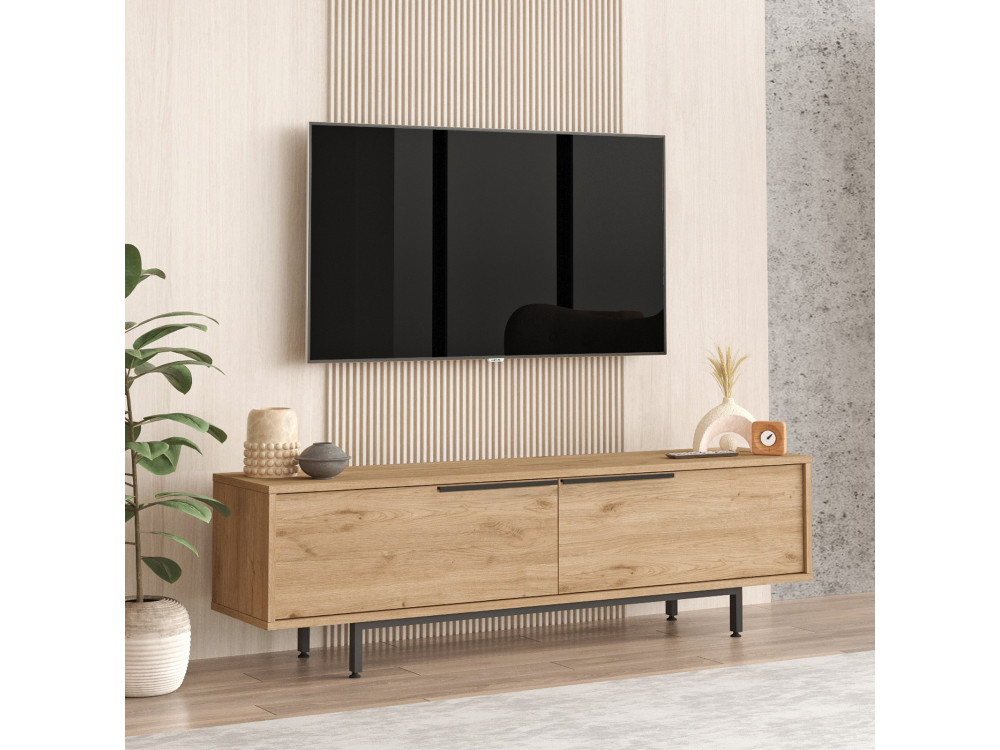 Meuble TV en bois "Calvin" - 160 x 35 x 45 cm - Marron