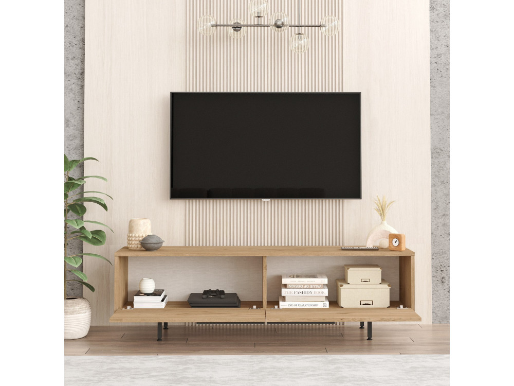 Meuble TV en bois "Calvin" - 160 x 35 x 45 cm - Marron