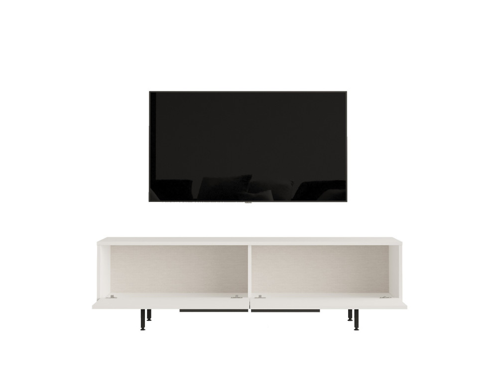 Meuble TV en bois "Calvin" - 160 x 35 x 45 cm - Blanc
