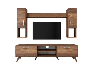 Ensemble meuble TV en bois "Mezalun" - 180 x 35 x 48 cm - Marron